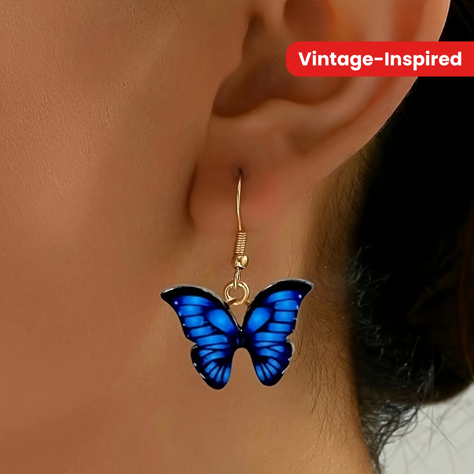 Vintage Butterfly Drop Earrings Alloy Iron Posts Women's